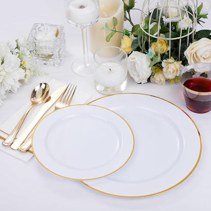 SUT 175 PCS Plastic Plates,Plates Disposable Heavy Duty for 25 Guests, Disposable Plates for Party, Plastic Disponsable plates including Party plates and Cups and Napkins Sets