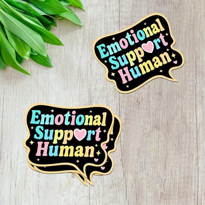 HANDICHI Design 5-Pack 2 Inch Emotional Support Human Stickers – Positive Affirmation Vinyl Decals for Laptops, Water Bottles, Journals and Scrapbooks – Cute Mental Health Self Care Sticker Pack