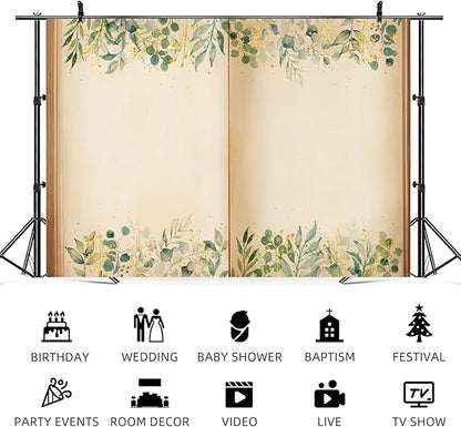 7x5ft Fairy Tale Books Backdrop Once Upon a Time Storybook Photography Background Green Leaves Foliage Old Open Magic Book Romantic Wedding Decorations Birthday Baby Shower Photo Booth Prop