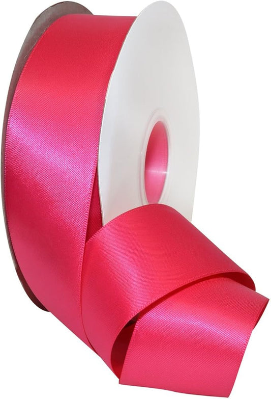 Morex Ribbon Double Face Satin Ribbon 1.5" X 50 YD Shocking Pink Ribbon for Gift Wrapping, Birthday Gift Cards, Satin Dress for Women, Silk Ribbons for Crafts, Wedding Gifts for Couple