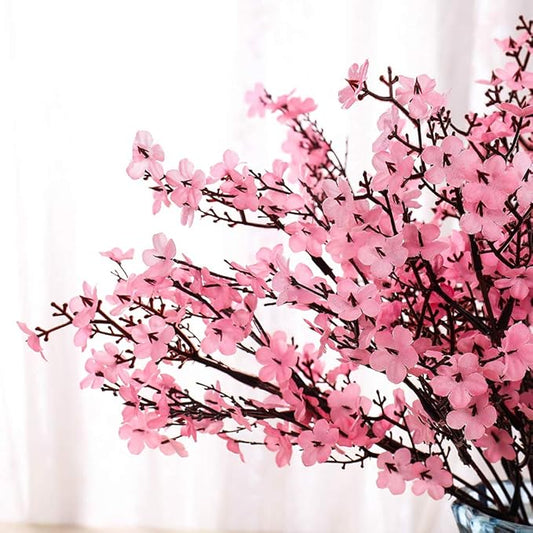 6PCS Artificial Baby Breath Flowers Fake Silk Real Touch DIY Floral Bouquets Decor Wedding Party Decoration Arrangements(Pink)