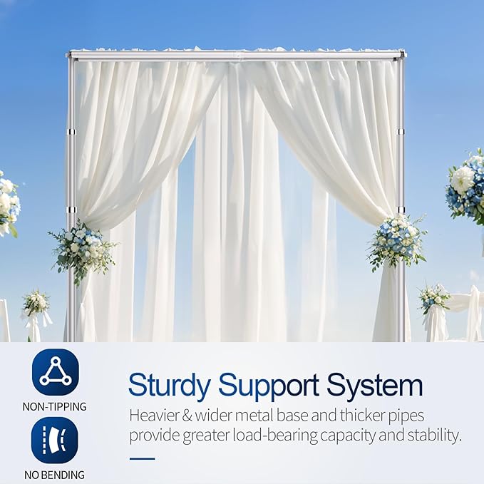 10x10ft Pipe and Drape Backdrop Stand, Double Crossbar, Heavy Duty Adjustable Background Frame with Metal Base for Parties Photography Wedding Photoshoot Decoration