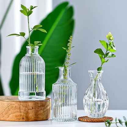 Brajttt Set of 32 Bud Vases for Flowers, Small Vintage Glass Bottles for Rustic Wedding Centerpieces and Home Decor
