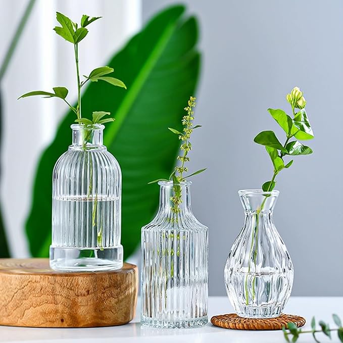 Brajttt Glass Bud Vase Set of 18,Small Glass Vintage Vases for Flowers,Clear Bud Vases in Bulk for Rustic Wedding Decor,Table Centerpieces,Decor Centerpiece for Bathroom