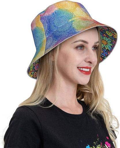 Bucket Hat Double-Side-Wear Reversible Sun Hat Beach Travel Hiking for Women Men