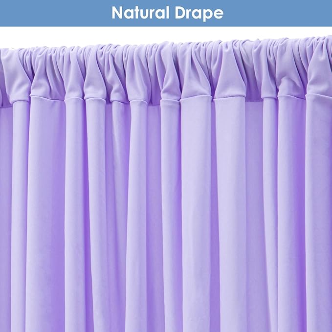 30x10ft Wrinkle Free Lavender Backdrop Curtain for Parties Soft Fabric Drapes Wedding Curtain Backdrop for Birthday Party Decorations Background for Photography 5x10ft,6 Panels