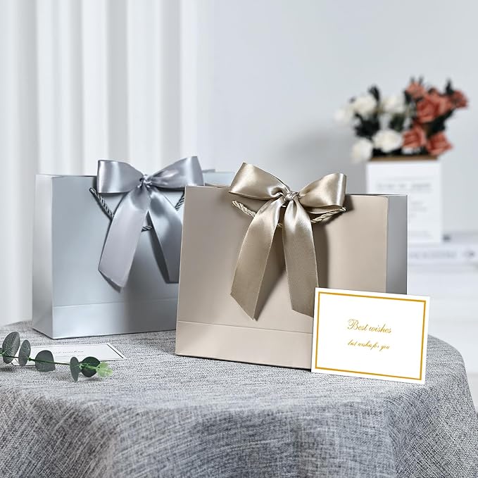 JMANNI Gift Bag, 1PCS Gift Bags Large with Ribbon and 1 Greeting Cards 2 Tissue Paper, Portable Paper Gift Bag with Handles, Birthday Gift Bags,Present Bags for Wedding Party Mothers Day