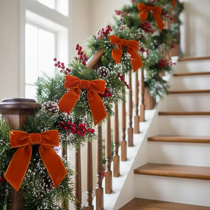 30 Pcs Velvet Ribbon Bows 5" x 4" Pre Tied Christmas Velvet Bows with Twist Tie for Gift Packaging Christmas Tree Wreaths Door Windows Wedding Party Decoration(Copper)