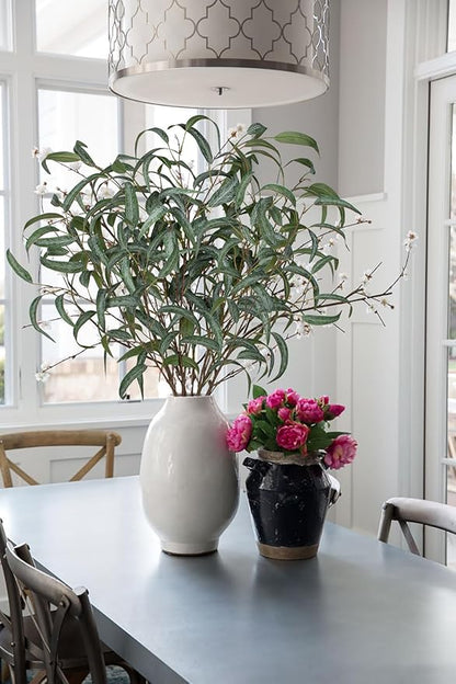 Faux Eucalyptus Stems - 34' Long Fake Salix Leaves 6 Pcs Artificial Greenery Stems for DIY Bouquet Arrangements, Centerpieces, Shower Decorations