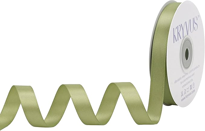 Moss Green Satin Ribbon, Double Faced 1/2 Inch X 25 Yards Moss Green Ribbon, Premium Satin Ribbon for Gift Wrapping, Crafts, Hair Bow Making, Sewing, Flower Bouquet, Wedding Party Decor