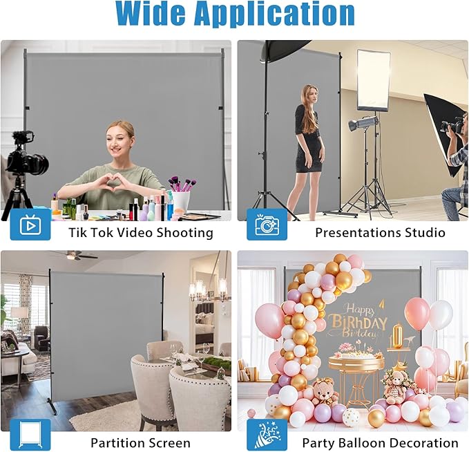 Photography Backgroud/Backdrop –Width Adjustable Thick & Opaque Fabric for Studio, Party, or Video Backdrop– Perfect for Portraits, Events, and Professional Shoots (Gray, 6FT X 6FT)