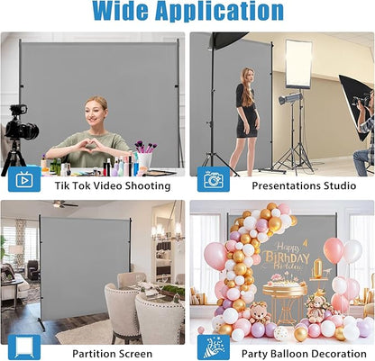Photography Backgroud/Backdrop –Width Adjustable Thick & Opaque Fabric for Studio, Party, or Video Backdrop– Perfect for Portraits, Events, and Professional Shoots (Gray, 6FT X 6FT)