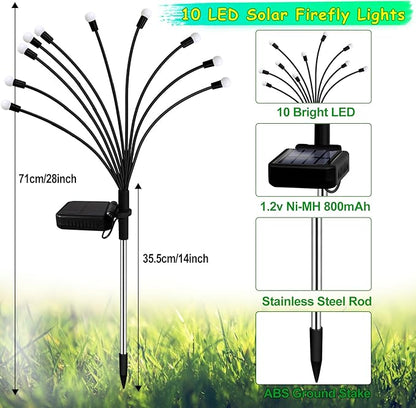 Kohlrabi Solar Garden Lights Outdoor, 6 Pack 60 LED Solar Firefly Lights Waterproof, Sway by Wind, Swaying Light for Yard Patio Backyard Garden Planter Flower Bed Pathway Outdoor Decoration