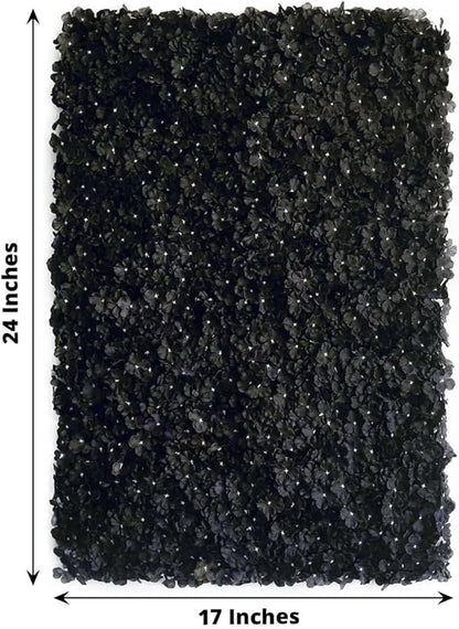Efavormart Black UV Protected Hydrangea Flower Wall Mat Backdrop 4 Artificial Panels - 11 Sq ft.