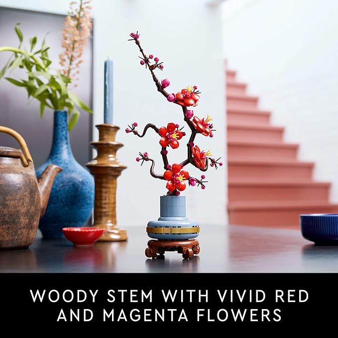 LEGO Botanicals Plum Blossom Building Sets for Adults - Artificial Flower for Dinner Table Centerpiece, Living Room Home Decor, Ages 18+ - DIY Craft Kits - Gift for Birthdays - 10369