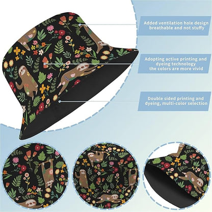 Bucket Hat for Women Men Unisex Sun Cap Packable Outdoor Fisherman Hat Headwear,Reversible Double-Side-Wear