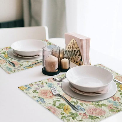 Colorful Floral Placemats Set of 4, 17x12 Inch Watercolor Spring Botanical Aesthetic Wildflower Nature Rustic Art Printed Table Mats for Home Party Kitchen Dining Decor