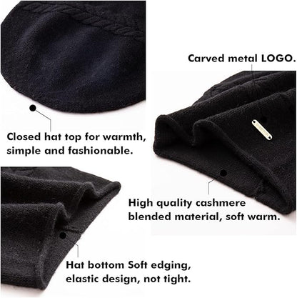 QUEENFUR Knit Slouchy Beanie Hats for Women Cashmere Ski Cap Knitted Wool Soft Warm Winter Hat