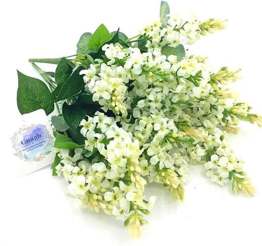 Artificial Fake Flowers Silk Plastic Plant Arrangement for Home Indoor Outdoor Garden Wedding Table Vase Decorations Faux Snapdragon Flower,3 Bouquets (White)