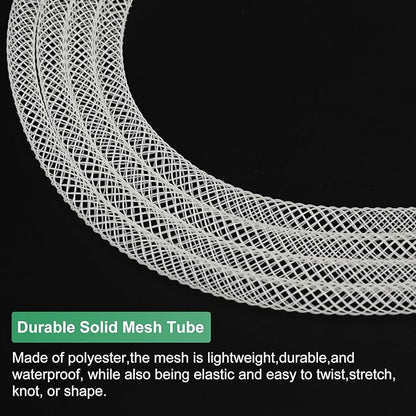 Mesh Tube Ribbon 45 Yards, 4mm Elastic Fabric Ribbons Mesh Tubing for Crafts/Gift Wrapping/Flower Bouquets/Wedding/Birthday/Holiday/Wreaths Christmas/Decoration[Natural White]