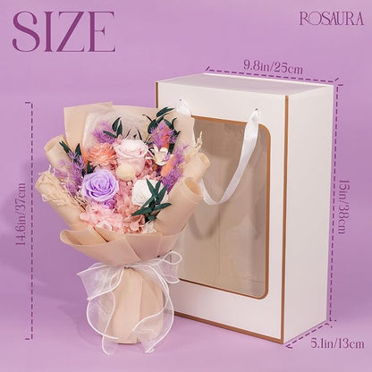 Rosaura Preserved Flowers Bouquets, flowers for Delivery Prime, Forever Roses Bouquets Valentine's Day, Mother's Day, Christmas, Birthday Gifts (Pink)