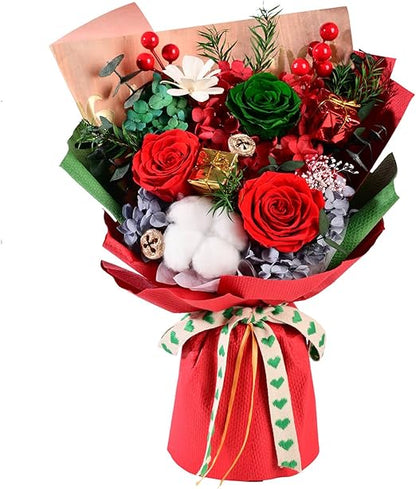 Eslibin Preserved Red Rose Flowers Christmas Gift Bouquet-Fresh Rose Flowers Bouquet for Delivery Prime, Fresh Cut Flowers for Birthday Gift, Gift for Her:Mother's Valentine's Day