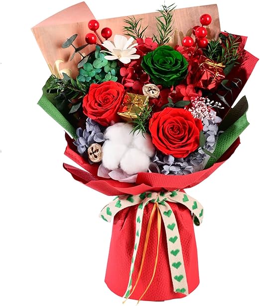 Eslibin Preserved Red Rose Flowers Christmas Gift Bouquet-Fresh Rose Flowers Bouquet for Delivery Prime, Fresh Cut Flowers for Birthday Gift, Gift for Her:Mother's Valentine's Day