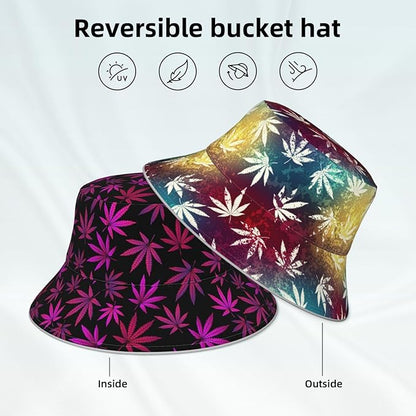 Hat Reversible Fisherman Hats Double Sided Wearing for Women Men Boys Girls