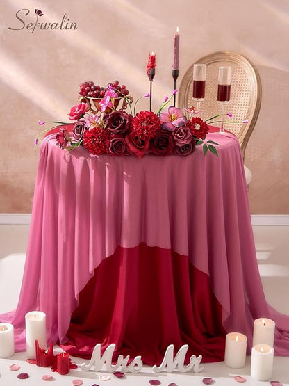 Serwalin Artificial Burgundy & Fuchsia Flowers, Silk Fake Flowers Stems for Wedding Bouquets DIY, Baby Shower Centerpieces, Cake Decor, Birthday Party & Home Decor