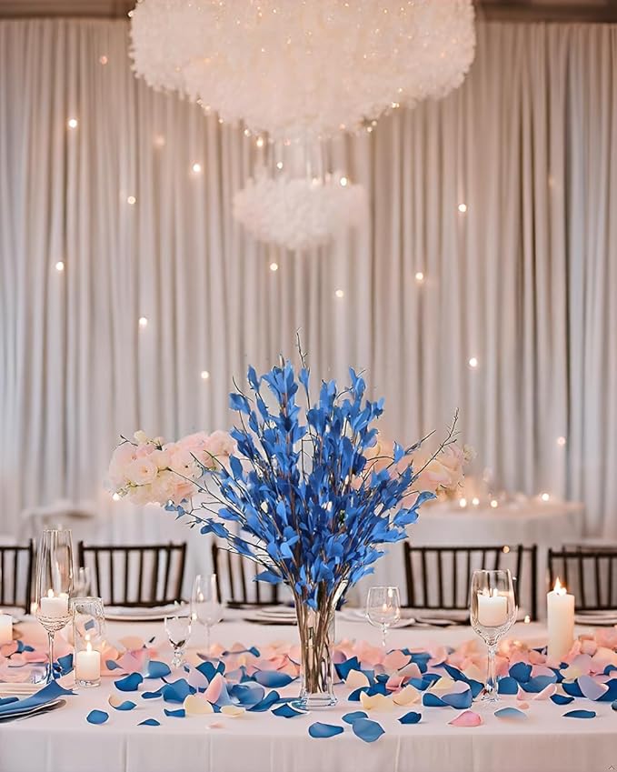 UiiziC Artificial Flowers Jasmine 8 PCS 31"/80cm Faux Plants Bulk Fake Flower Bouquet for Vase Fillers Floral Arrangement Wreath Wedding Party Bouquets Garden Centerpieces Decor (Blue)