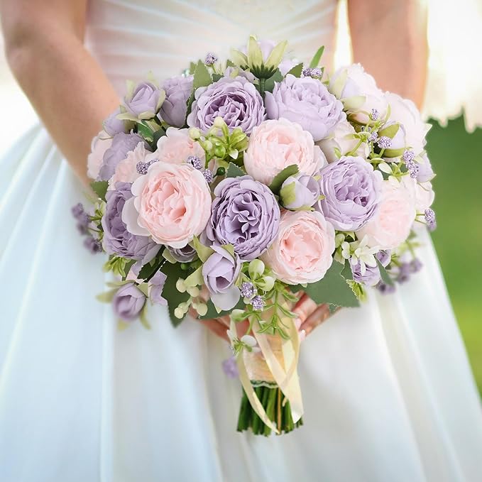 MARTINE MALL 12 Packs Peonies Artificial Flowers, Pinkish-Purple Artificial Peonies, Silk Peonies Flowers Fake peonies Artificial Flowers Peonies Bouquet for Centerpiece Table Wedding Party Home Decor