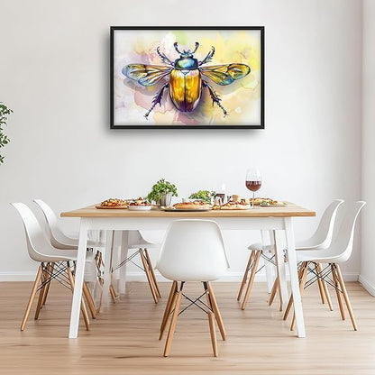 Framed Large Pictures Wall Art for Living Room, Insect Bettle Oversized Wall Decor Golden Bug Canvas Print Painting Extra Large Framed Artwork for Bedroom Office 36"x24"