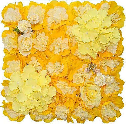 Flower Wall Backdrop, 12PCS 10.6"-15.7" Artificial Flower Wall Panel with Various Styles, 3D Floral Wall Decor for Wedding Photo Background Festive Party Home Decoration (L005, 15 * 15in)