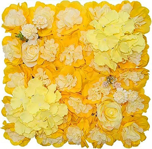 Flower Wall Backdrop, 12PCS 10.6"-15.7" Artificial Flower Wall Panel with Various Styles, 3D Floral Wall Decor for Wedding Photo Background Festive Party Home Decoration (L005, 15 * 15in)