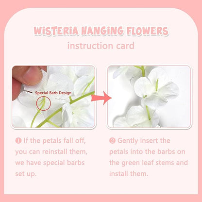 5 Pack Light Pink Wisteria Hanging Flowers Garland, 3.77 Feet Artificial Flower Vines, Fake Wisteria, Artificial Vines Hanging Garland for Backdrop Outdoor Yard Garden Decor