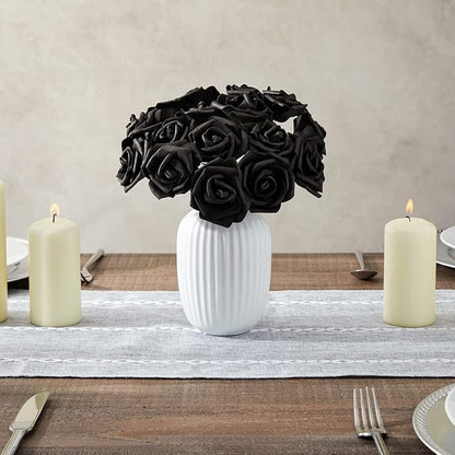 Bright Creations 100-Pack Black Artificial Flowers, Fake Foam Flowers for Halloween Decorations, DIY Crafts, Bouquets, and Black-Themed Parties (3 Inches)