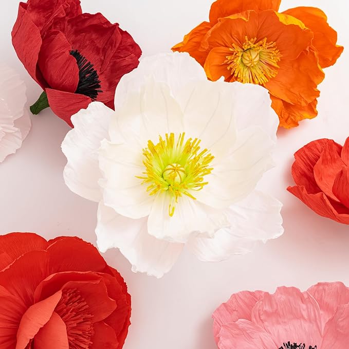 16"/12" 3 Pcs White Large Paper Flower Decoration for Party, Wedding Decoration, Background Wall, Nursery Room Decoration, Bridal Shower, Baby Shower (White,Set/3)