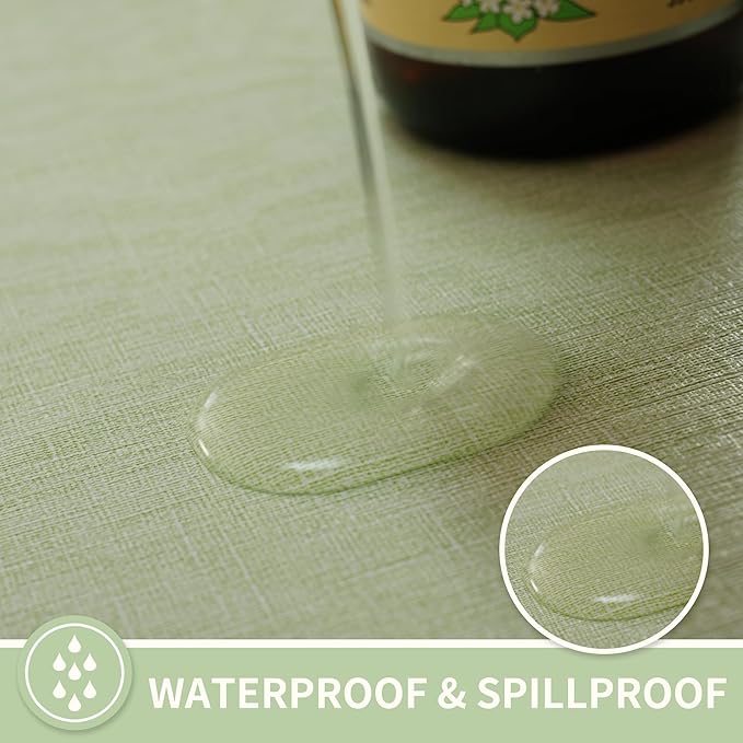 Rectangle Table Cloth,100% Waterproof Tablecloth Oil Proof Spill Proof Vinyl Table Cloth, Wipe Clean Plastic Table Cover for Dining, Camping, Indoor and Outdoor 54" x 102",Green