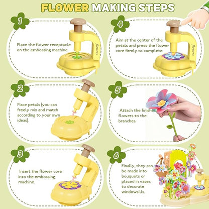DIY Fabric Flower Bouquets Toys,Craft Kit Toys for Kids Ages 3-12+, 150PCS Arts & Crafts Educational Toy, Creative Handmade Flower Making Set, Birthday Gift for Girls Boys Toddlers 3 4 5 6 7 8 9 10+