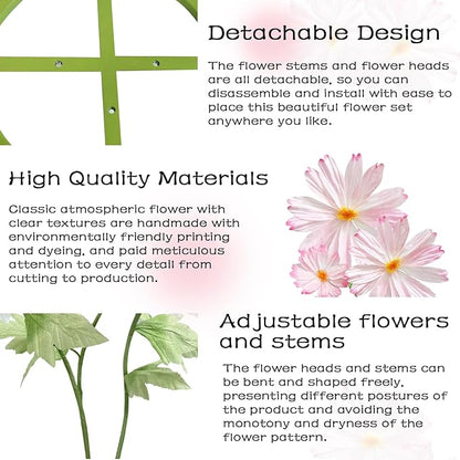 Giant Flowers for Decoration with Stand, Large Artificial Flower Decoration with Standing Base, Big Fake Flower Daisies Bouquet 6.1Ft Wedding Birthday Party Decor Ideal for Home and Event Decor(Pink)