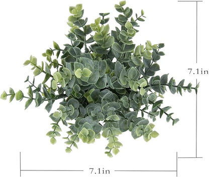 2pcs Artificial Eucalyptus Potted Plants Small Fake Plants in Pots Faux Eucalyptus Potted Plant Set for Home Shelf Decoration Office Table Desktop Decoration