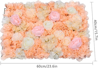 Gdrasuya10 6pcs Realistic Flower Wall Background Artificial Flowers Wall Backdrop Panel 3D Silk Rose Fake Flower Wall Panel Banquet Wedding Party Decor, Photography Background 60 x 40 cm