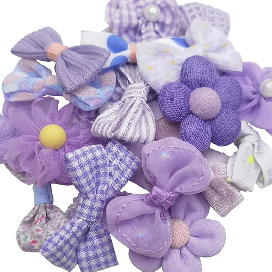 Chenkou Craft Mix Bulk Random Purple 20pcs Fabric Ribbon Flowers Bows Craft Wedding Ornament Appliques (Purple)