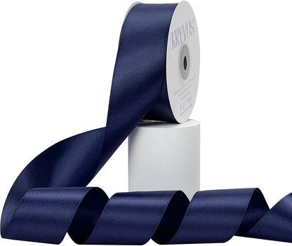 Navy Blue Satin Ribbon, Double Faced 2 Inch X 25 Yards Navy Blue Ribbon, Premium Satin Ribbon for Gift Wrapping, Crafts, Hair Bow Making, Sewing, Flower Bouquet, Wedding Party Decor