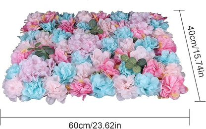 LOYALHEARTDY Artificial Flower Wall Panels 12 Pack 16 x 24 Flower Walls Mat Silk Rose Hydrangea Flower Panels for Backdrop Event Party Wedding Wall Decoration