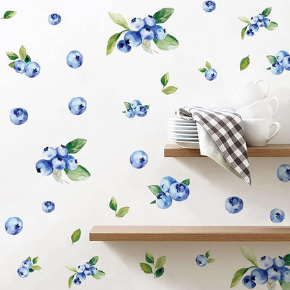 Blueberries Wall Stickers Decor, Kitchen Stickers Wall Decor, Kitchen Wall Stickers, Removable Peel and Stick Fruit Decals for Nursery, Playroom, Girls Bedroom, Living Room