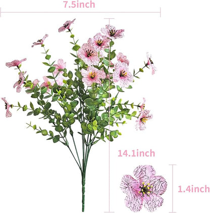 Artificial Flowers for Outdoor Indoor Garden Home Decoration, Faux Flower Daisy with Eucalyptus Leaves Fake Plants Greenery Boxwood Porch Patio, 12 Bundles