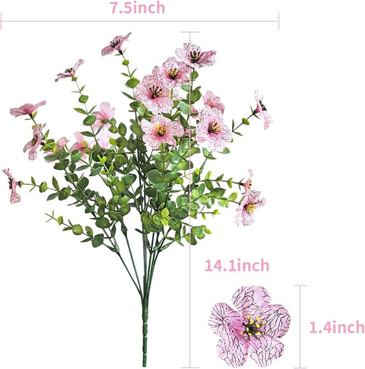 Artificial Flowers for Outdoor Indoor Garden Home Decoration, Faux Flower Daisy with Eucalyptus Leaves Fake Plants Greenery Boxwood Porch Patio, 12 Bundles