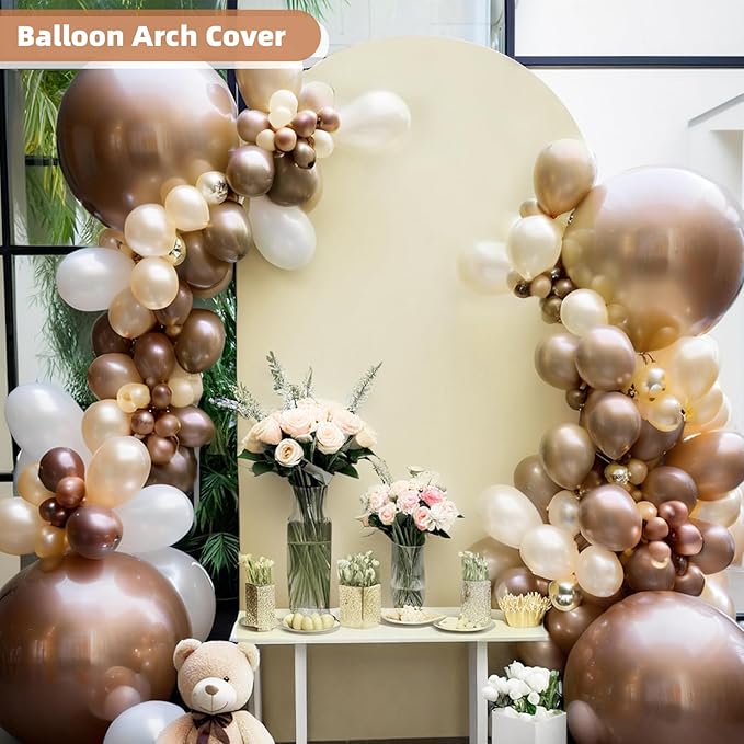 HEMMOTOP 6.6ft Beige Arch Backdrop Cover (No Arch Stand), Spandex Arch Covers Stretchy Backdrop for Balloon Arches, Wedding, Birthday Party, Baby Shower, Banquet Arch Decoratio