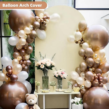 HEMMOTOP 6.6ft Beige Arch Backdrop Cover (No Arch Stand), Spandex Arch Covers Stretchy Backdrop for Balloon Arches, Wedding, Birthday Party, Baby Shower, Banquet Arch Decoratio
